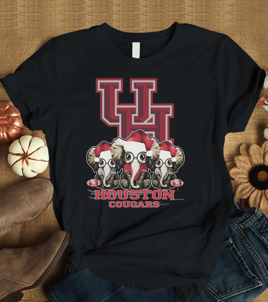 Houston Cougars Christmas Elephants T-Shirt