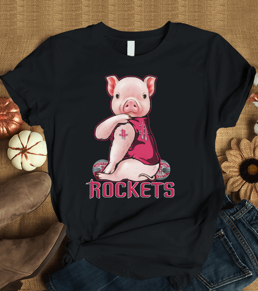 Pig in Houston Rockets Jersey with Rockets T-Shirt