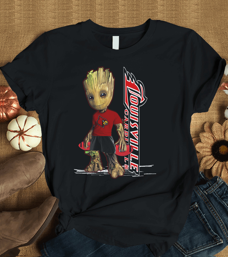 Groot Louisville Cardinals Fan Character with Team T-Shirt