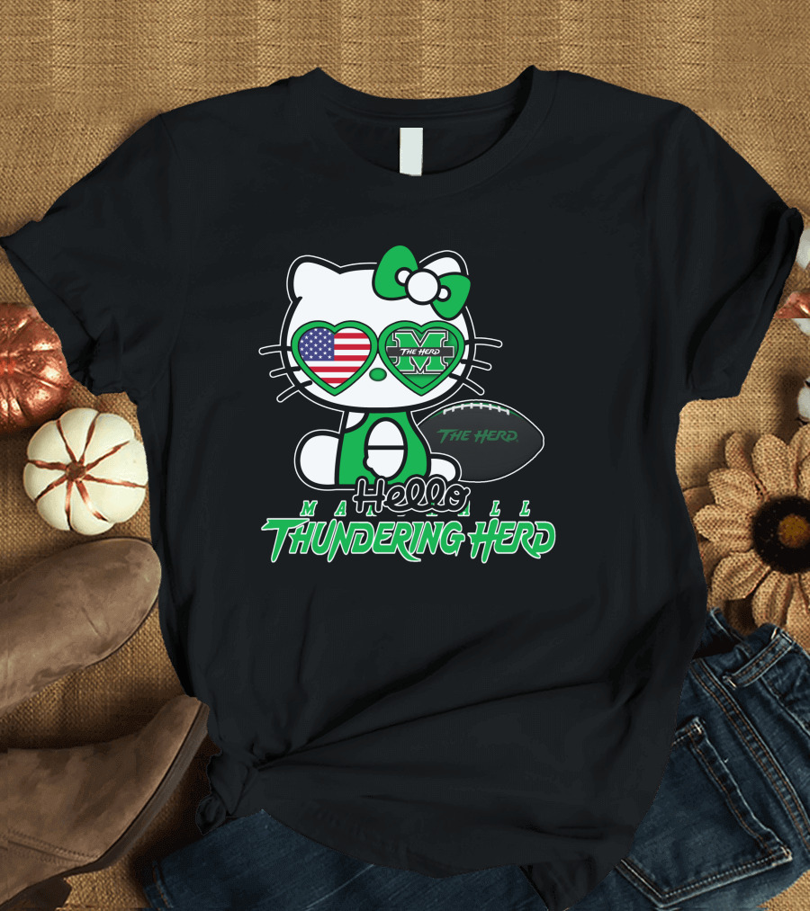 Hello Kitty Marshall The Herd Thundering Herd Football T-Shirt