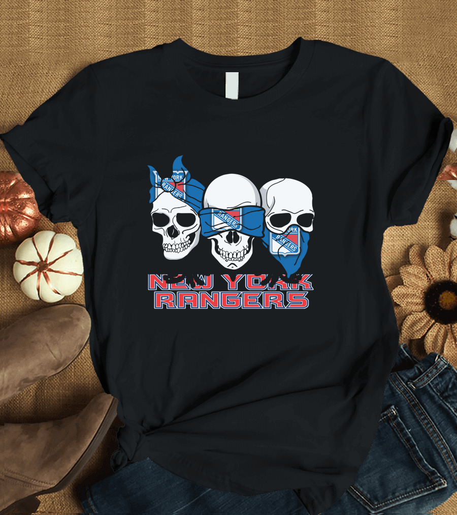 New York Rangers Skulls Fan T-Shirt