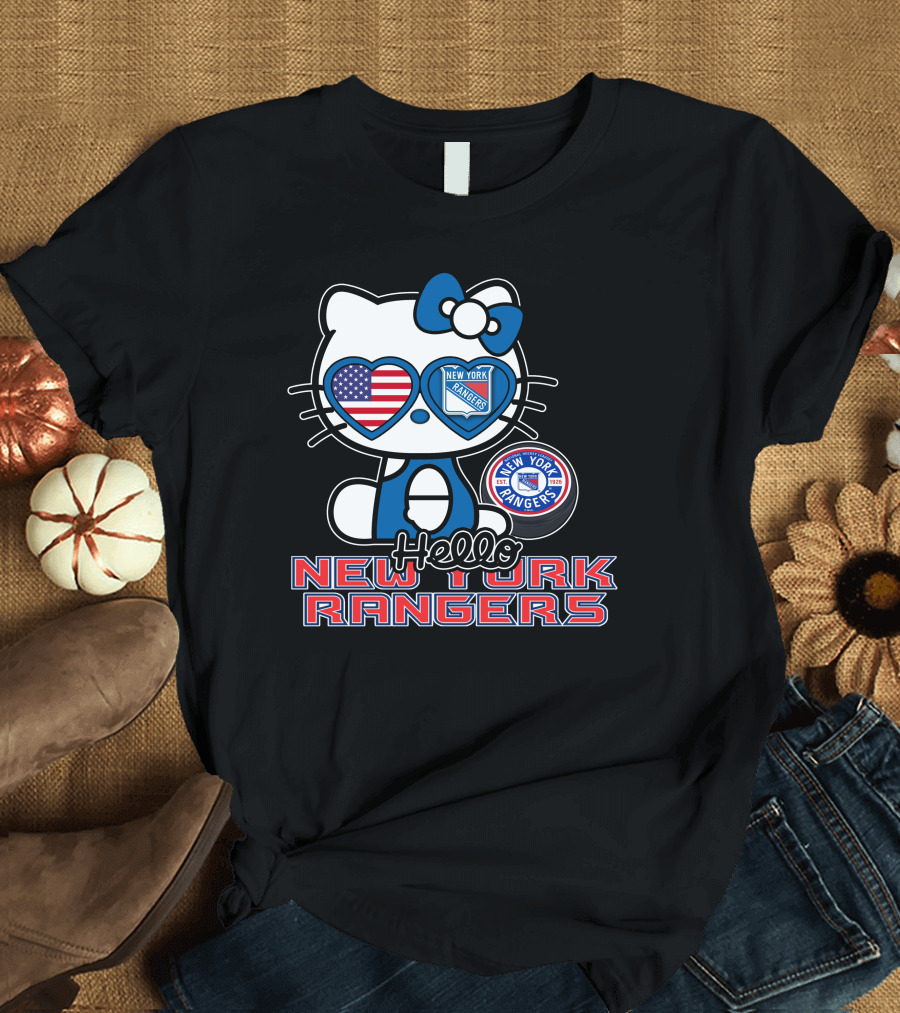 Hellokitty New York Rangers American Flag Heart Eyes T-Shirt