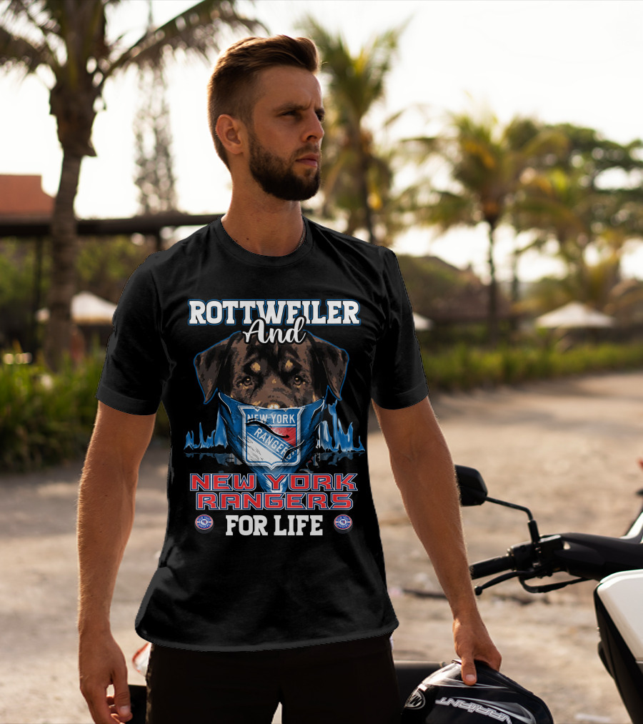 Rottweiler And New York Rangers For Life T-Shirt