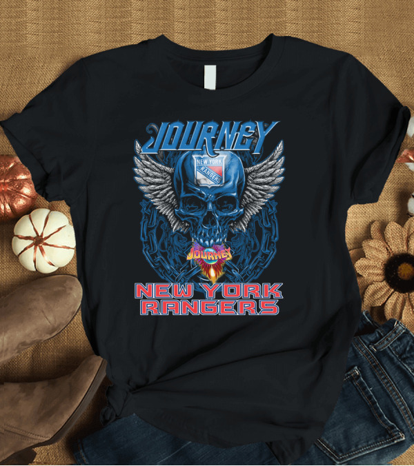T-Shirt: Journey New York Rangers Skull Wings Chain Flame T-Shirt Journey New York Rangers Skull Wings Chain Flame T-Shirt