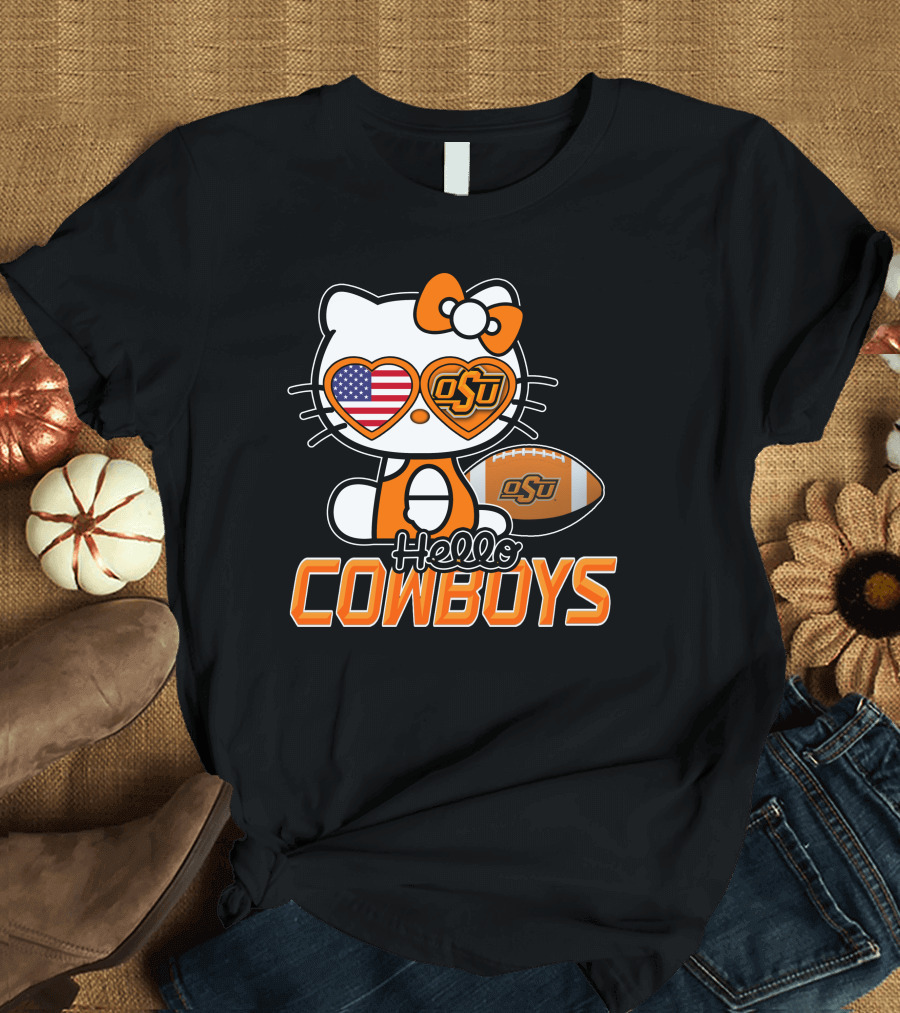 Hello Kitty OSU Cowboys Football Fan T-Shirt