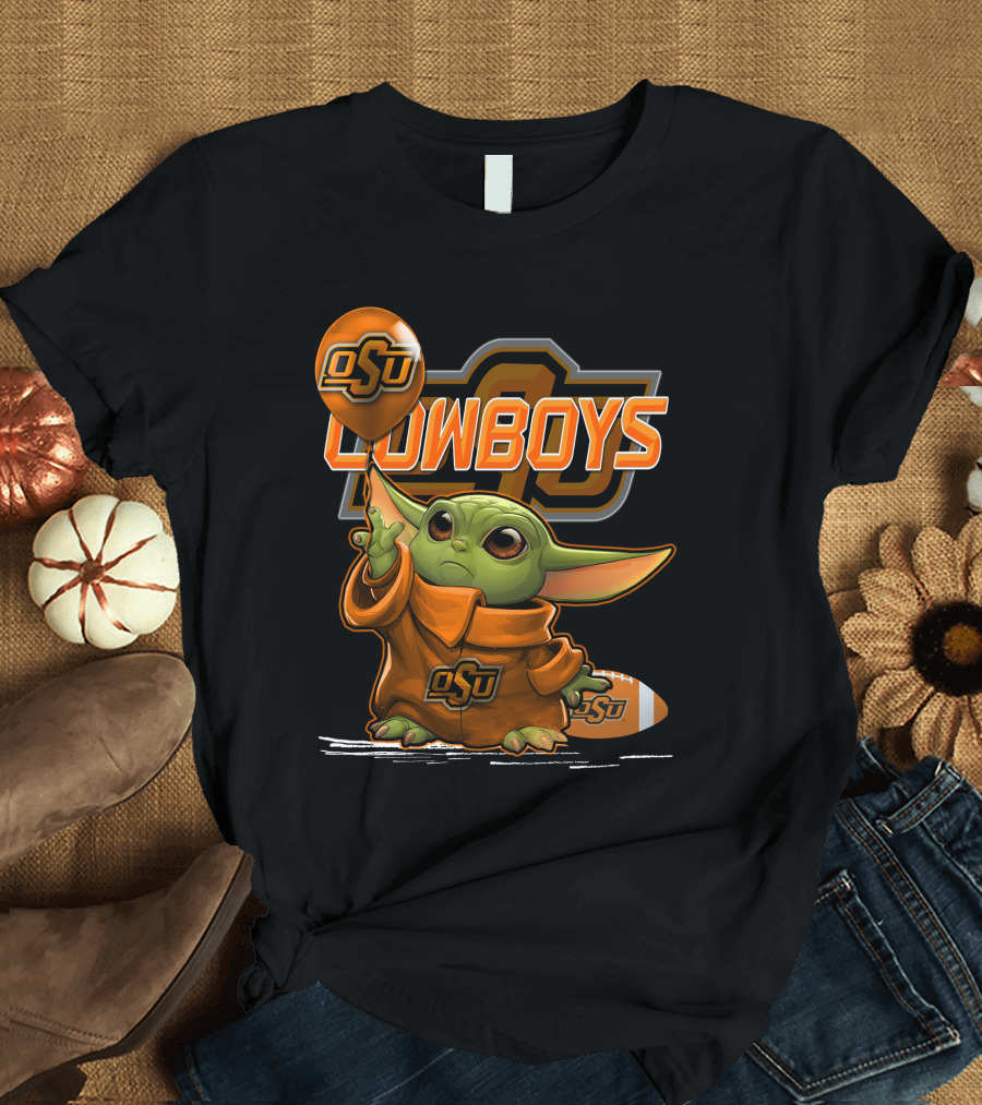 Yoda OSU Cowboys Balloon Football T-Shirt