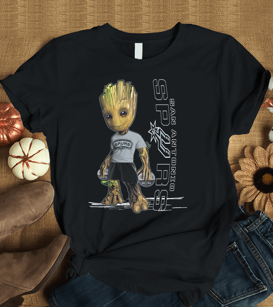 Groot San Antonio Spurs NBA Basketball Character Crossover T-Shirt