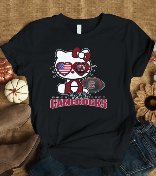 T-Shirt: Hello Kitty South Carolina Gamecocks American Flag Football T-Shirt Hello Kitty South Carolina Gamecocks American Flag Football T-Shirt