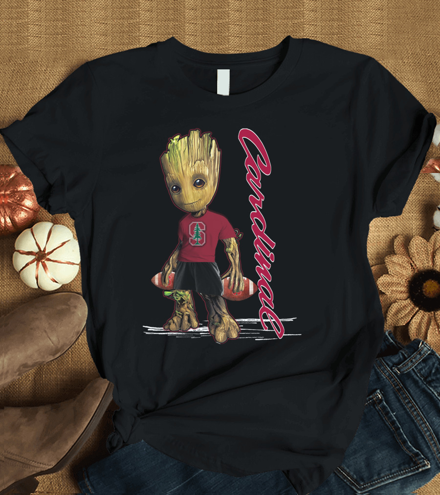Groot Stanford Cardinal Football Character with Tree Logo and Cardinal Text T-Shirt