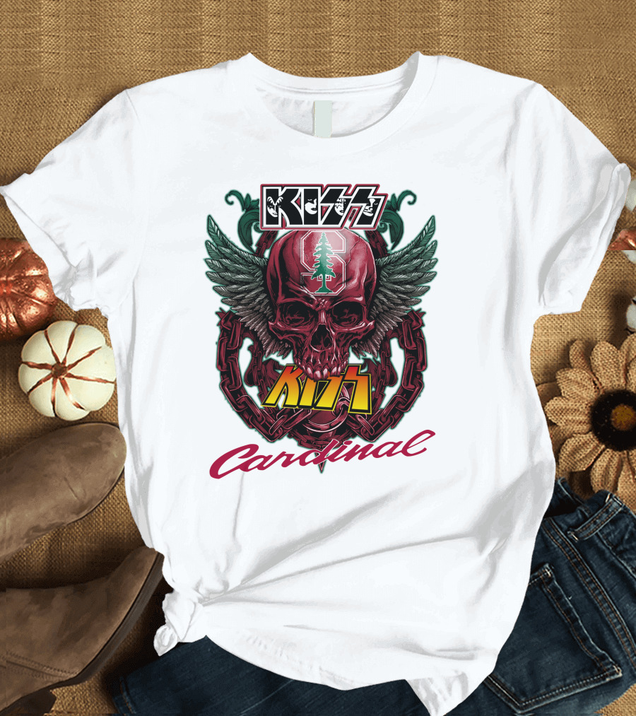 KISS Stanford Cardinal Winged Skull Chains T-Shirt
