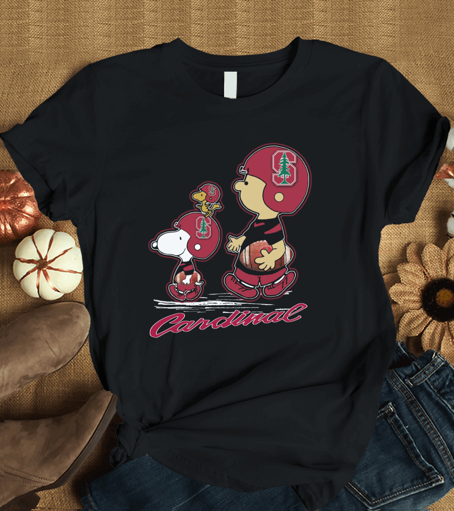 Snpfootball Stanford Cardinal Peanuts Characters Football Helmets T-Shirt