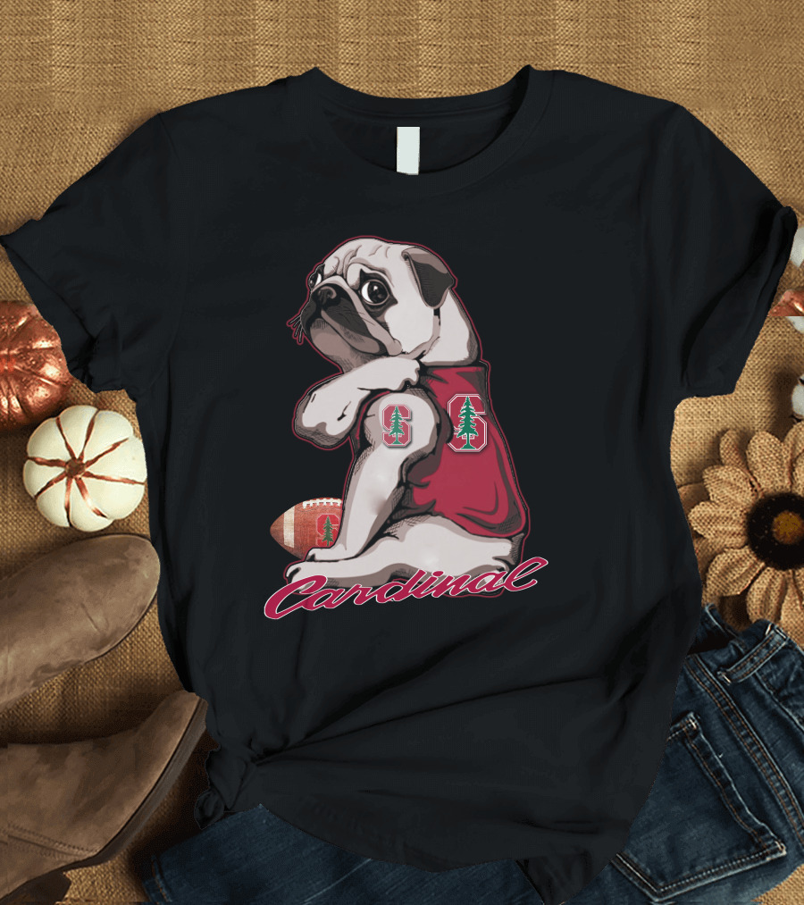 Pug Cardinal Stanford Football Tree T-Shirt