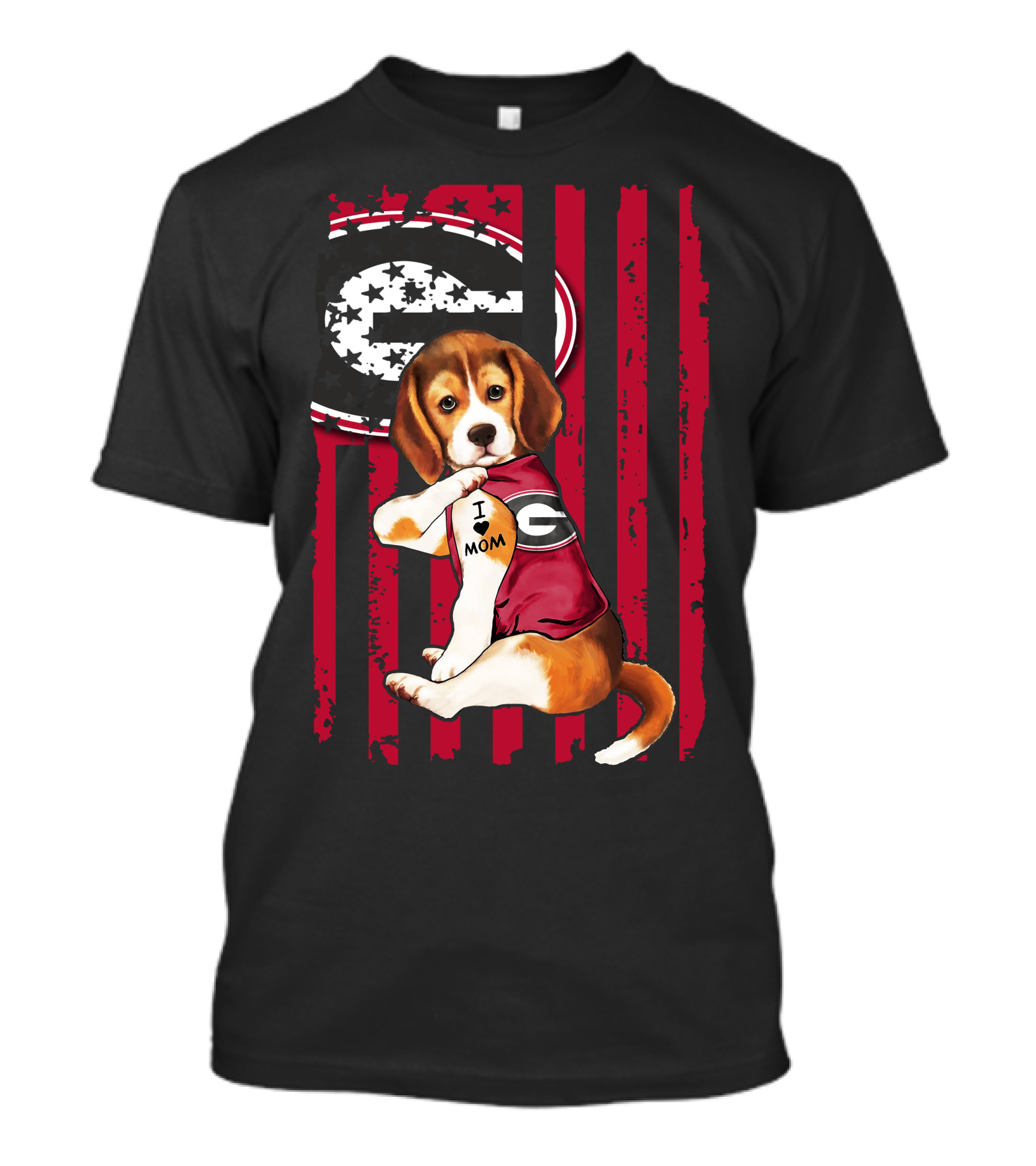 Beagle I Love Mom Georgia Bulldogs T-Shirt