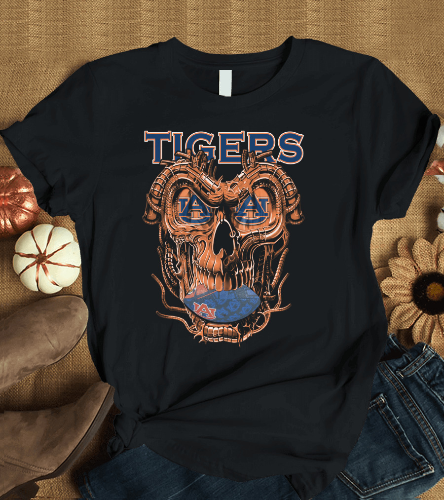 Tigers Dragonskull Auburn Football T-Shirt