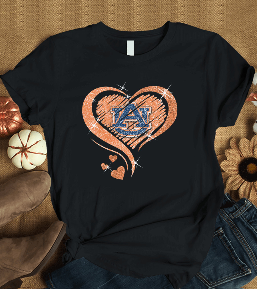 Auburn Tigers Glitter Heart T-Shirt