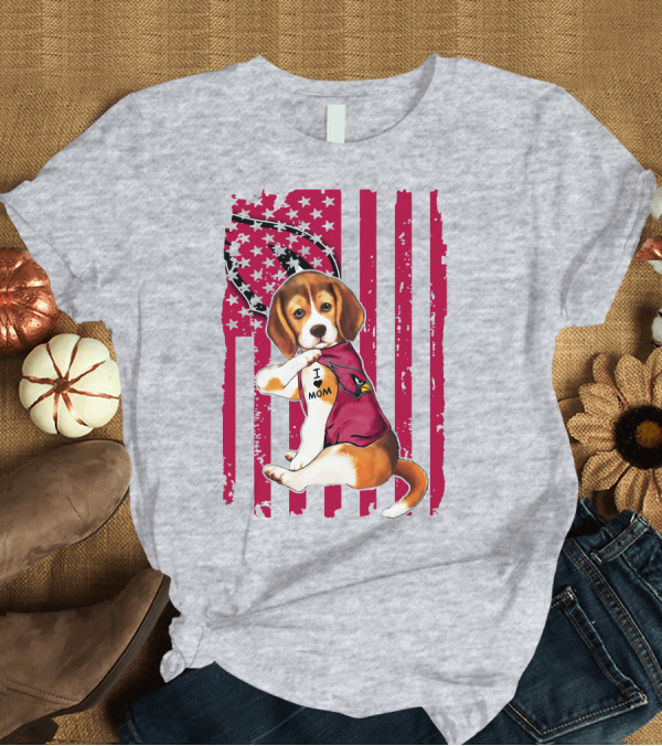 T-Shirt: Beagle with Arizona Cardinals Tattoo and American Flag Background T-Shirt Beagle with Arizona Cardinals Tattoo and American Flag Background T-Shirt