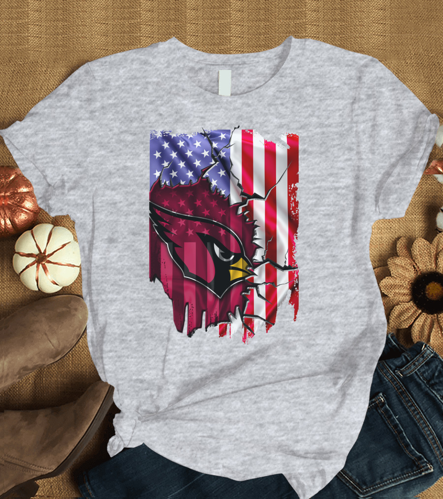 USA Flag with Arizona Cardinals T-Shirt