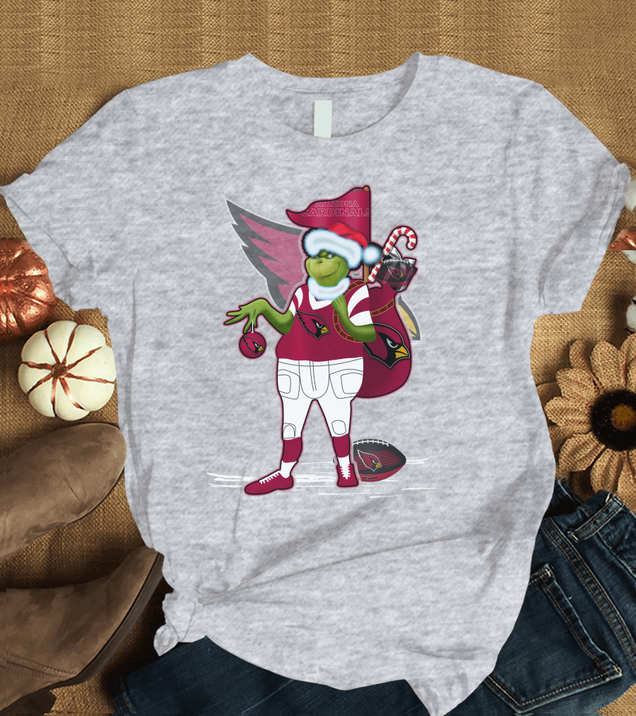 Grinchxmas Arizona Cardinals Christmas Football Fan Holiday Spirit T-Shirt