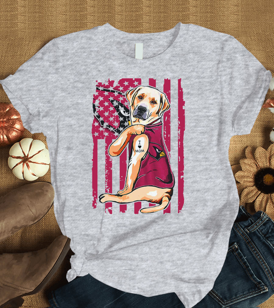Labrador Retriever I Love Mom Arizona Cardinals Fan T-Shirt