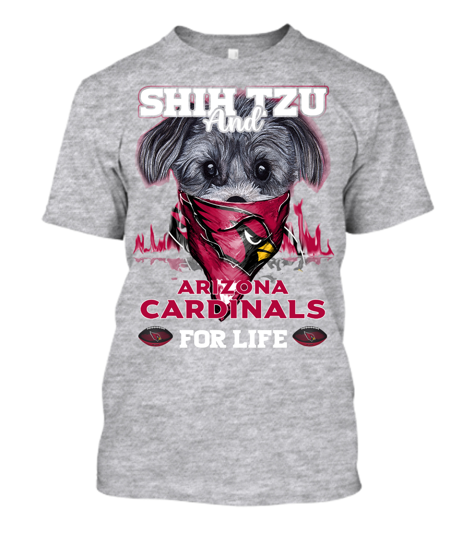 Shih Tzu And Arizona Cardinals For Life T-Shirt