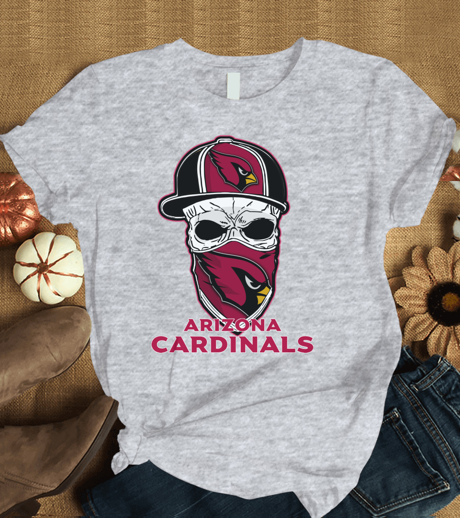 Arizona Cardinals Skull Hat T-Shirt