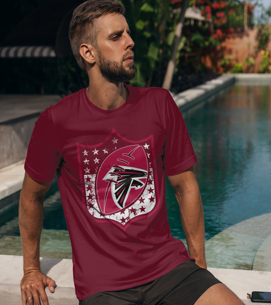 Atlanta Falcons Nfl Logo Shield 42 Red Football Stars T-Shirt