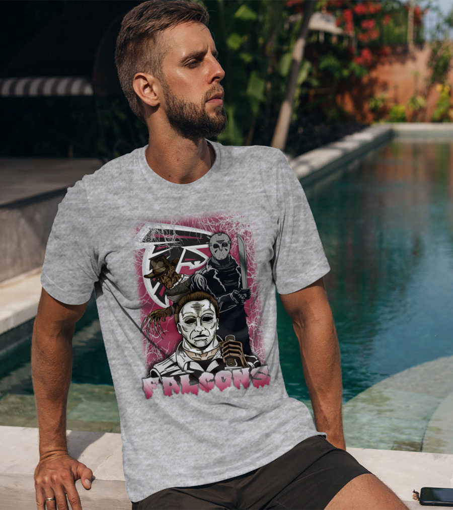 Atlanta Falcons Horror Villains Michael Myers Freddy Krueger Jason Voorhees T-Shirt