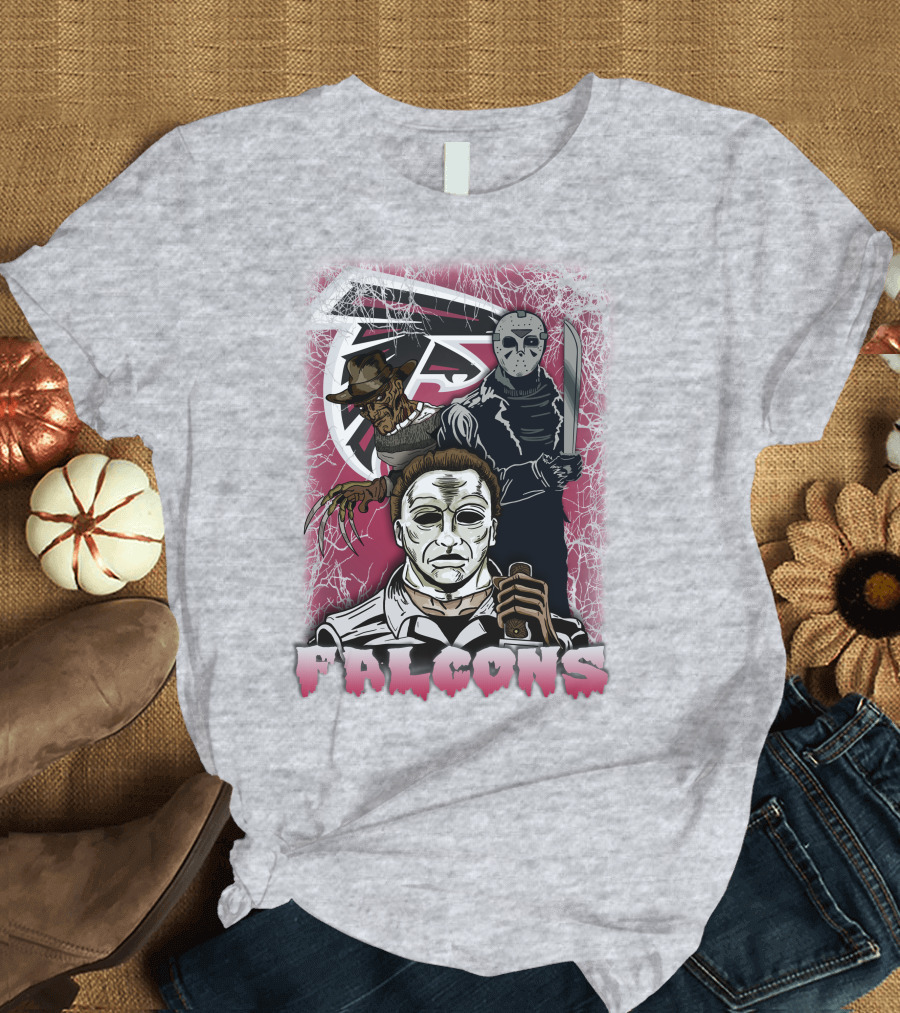 Atlanta Falcons Horror Villains Michael Myers Freddy Krueger Jason Voorhees T-Shirt