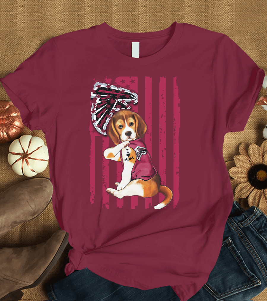 Beagle I Love Mom Atlanta Falcons T-Shirt