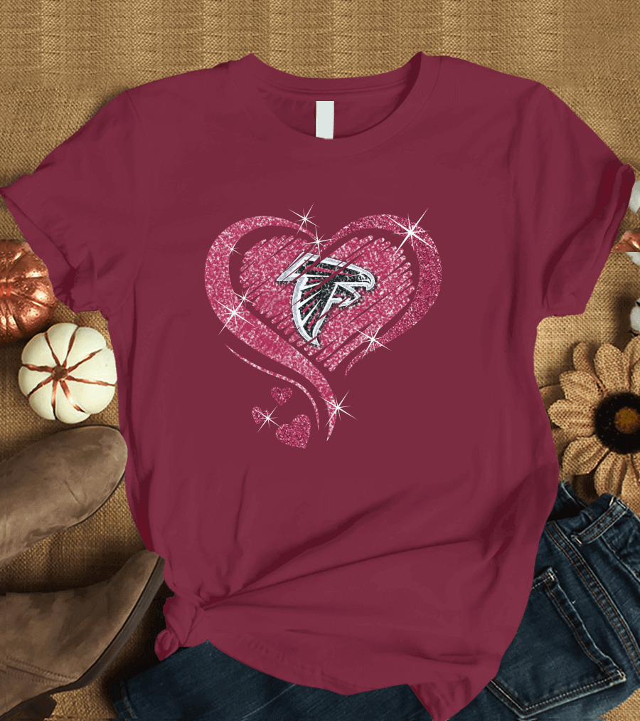 Atlanta Falcons Glitter Heart Diamond T-Shirt