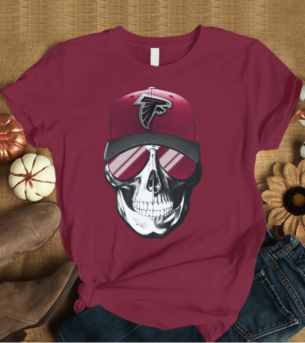 T-Shirt: Atlanta Falcons Skull Cap with Reflective Glasses T-Shirt Atlanta Falcons Skull Cap with Reflective Glasses T-Shirt