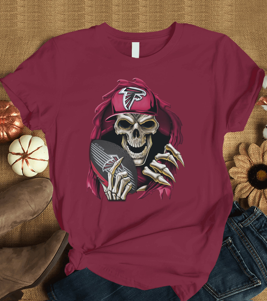 Skullbong Atlanta Falcons Skeleton with Football and Cap T-Shirt