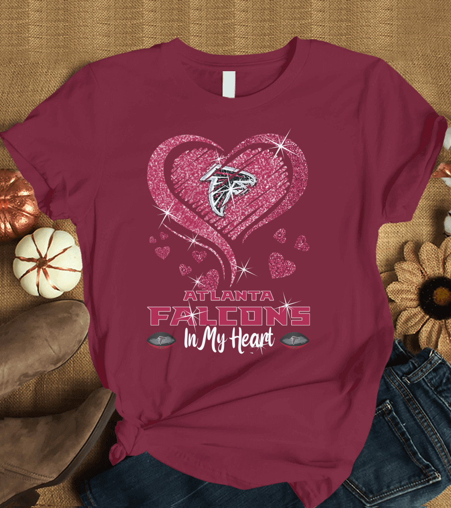 Atlanta Falcons Sparkling Heart Design In My Heart T-Shirt