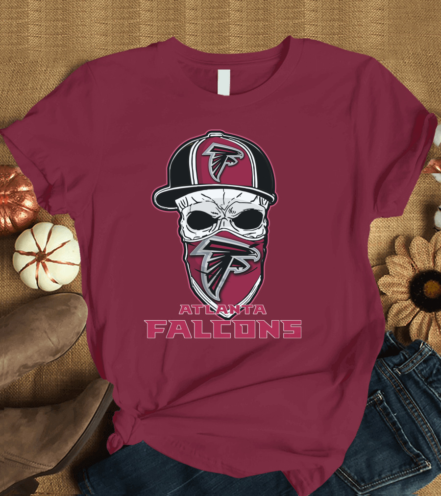 Atlanta Falcons Skull Hat Mask T-Shirt