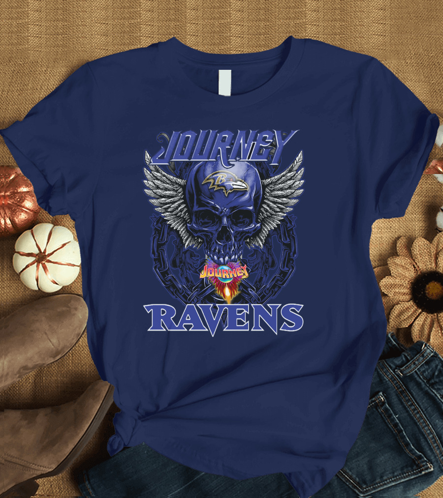 Journey Ravens Winged Skull Baltimore T-Shirt
