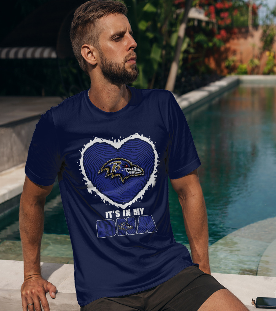 It's In My Dna Baltimore Ravens Heart Fingerprint T-Shirt