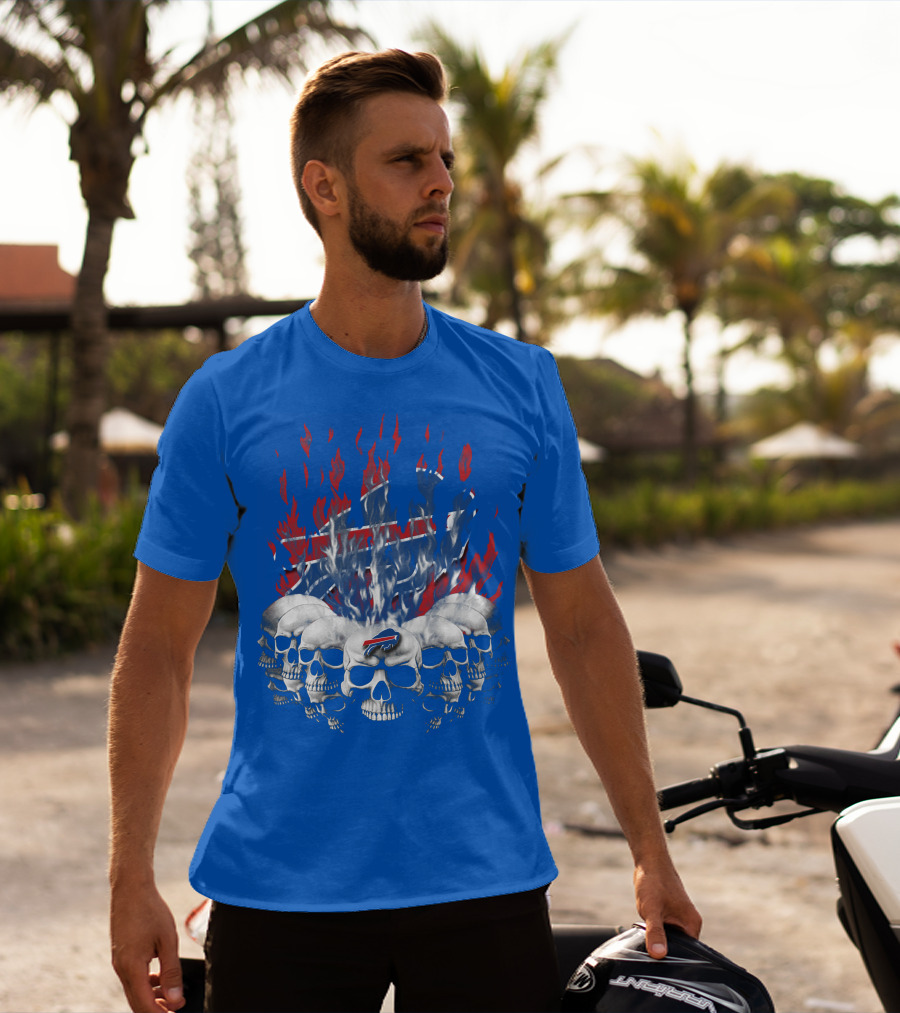 Buffalo Bills Flaming Skulls T-Shirt