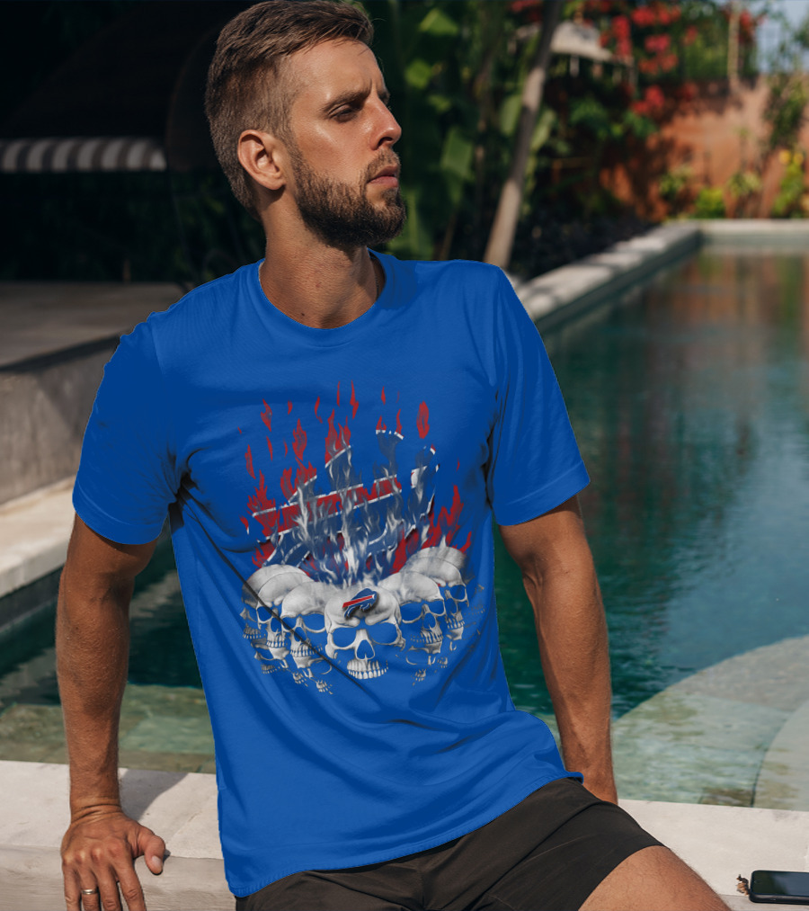 Buffalo Bills Flaming Skulls T-Shirt