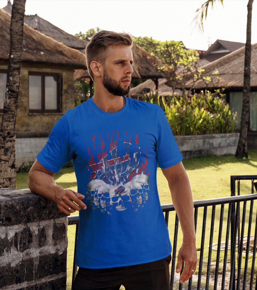 Buffalo Bills Flaming Skulls T-Shirt
