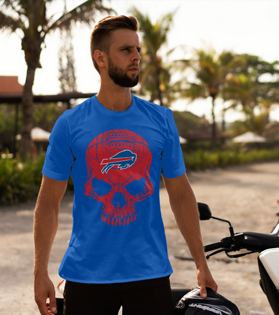 Buffalo Bills Skull Logo Football T-Shirt