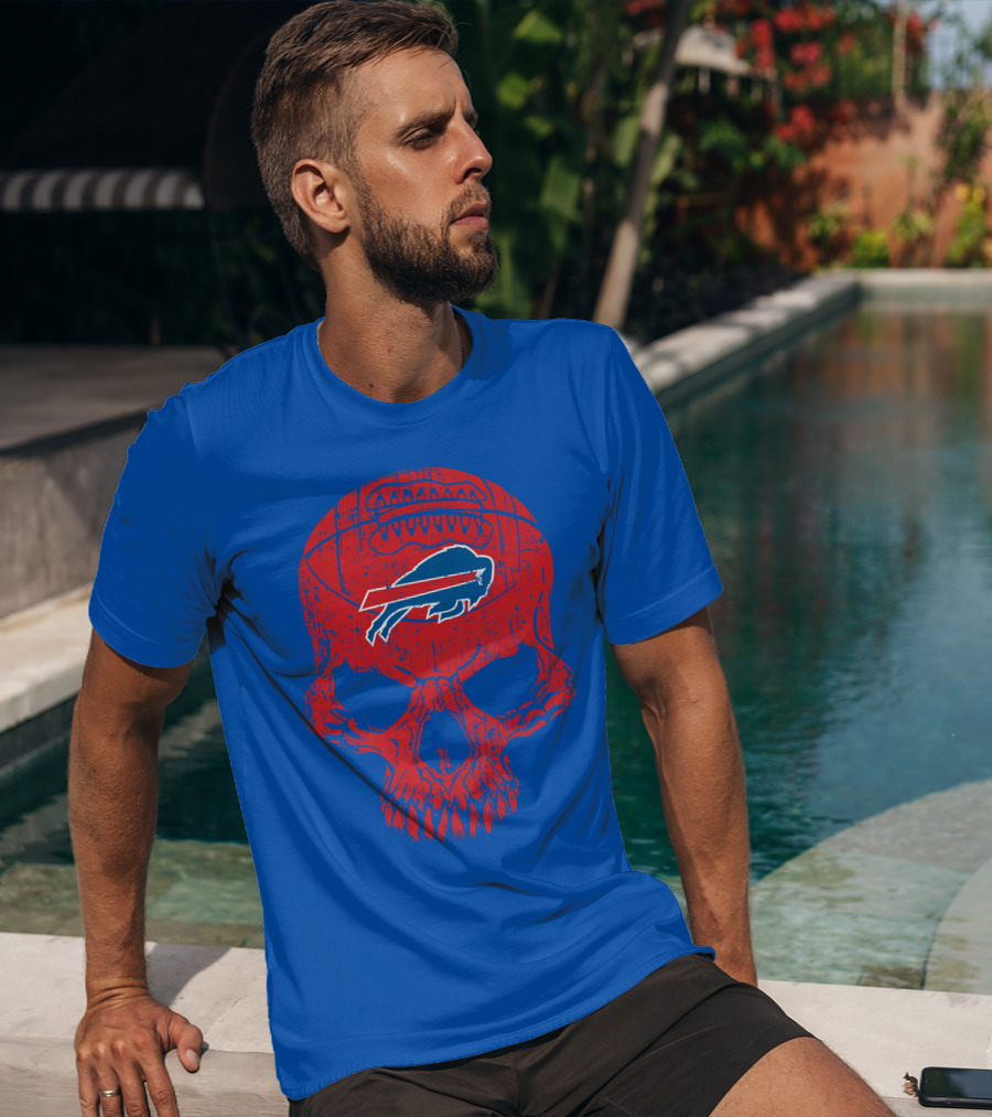 Buffalo Bills Skull Logo Football T-Shirt