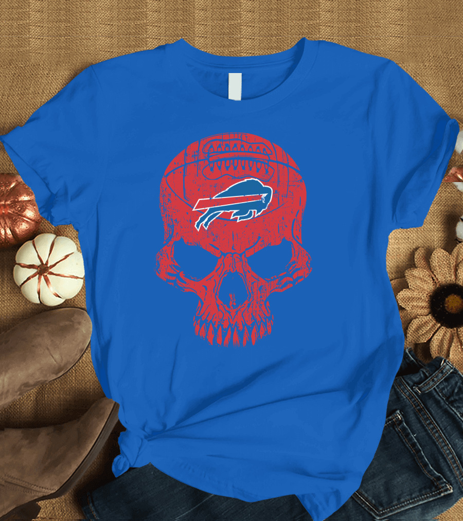 Buffalo Bills Skull Logo Football T-Shirt