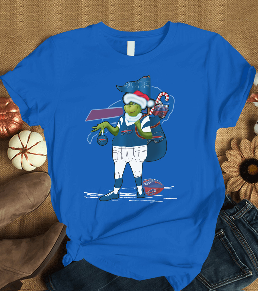 Grinchxmas Buffalo Bills Christmas Santa Football T-Shirt