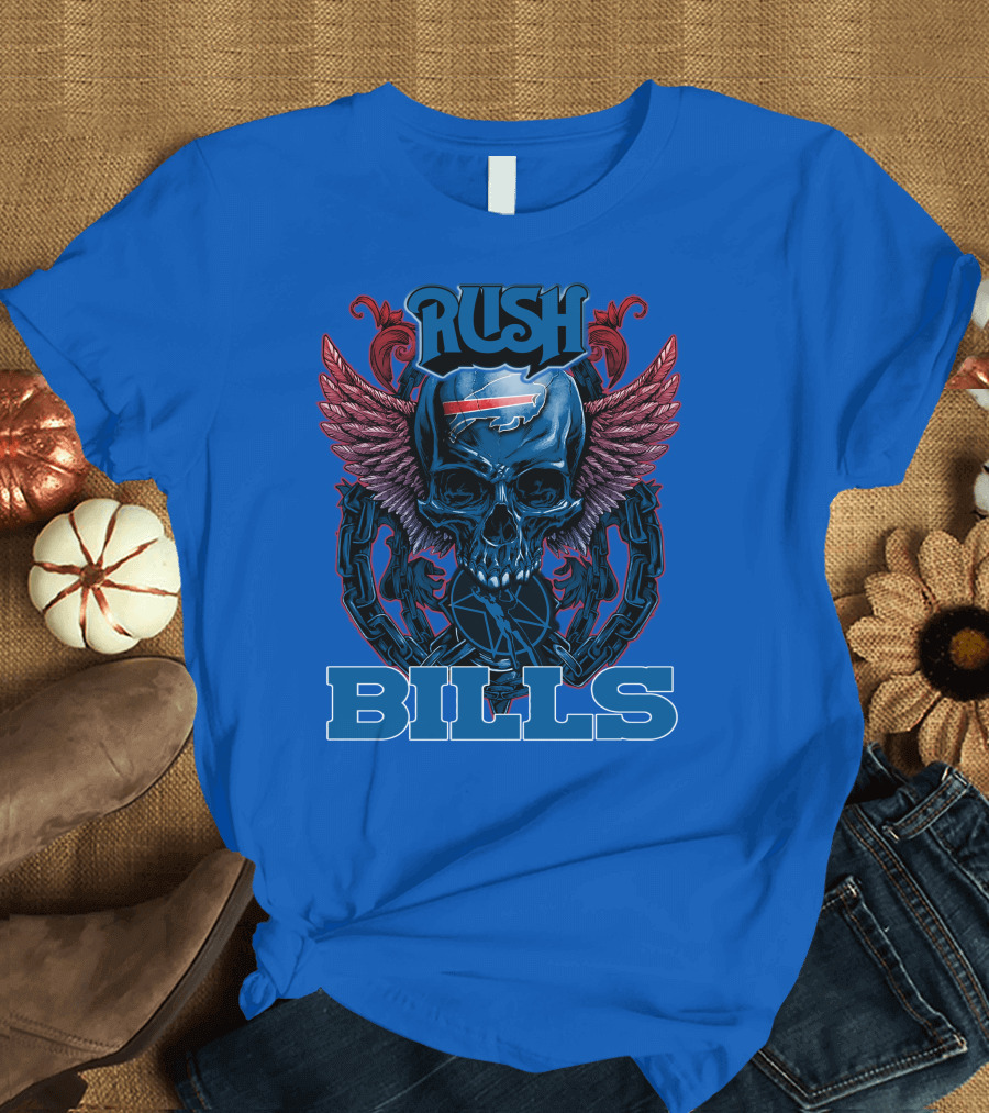 Rush Buffalo Bills Skull with Wings and Chains T-Shirt
