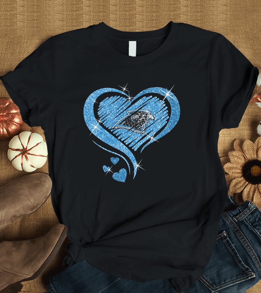 Heart Diamond Sparkle Carolina Panthers Fan Love T-Shirt