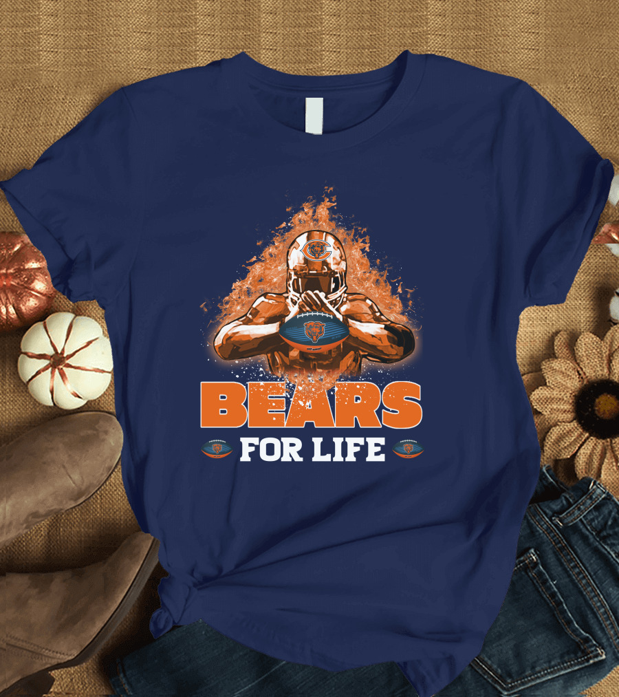 BEARS FOR LIFE CHICAGO BEARS FOOTBALL FLAMES T-Shirt