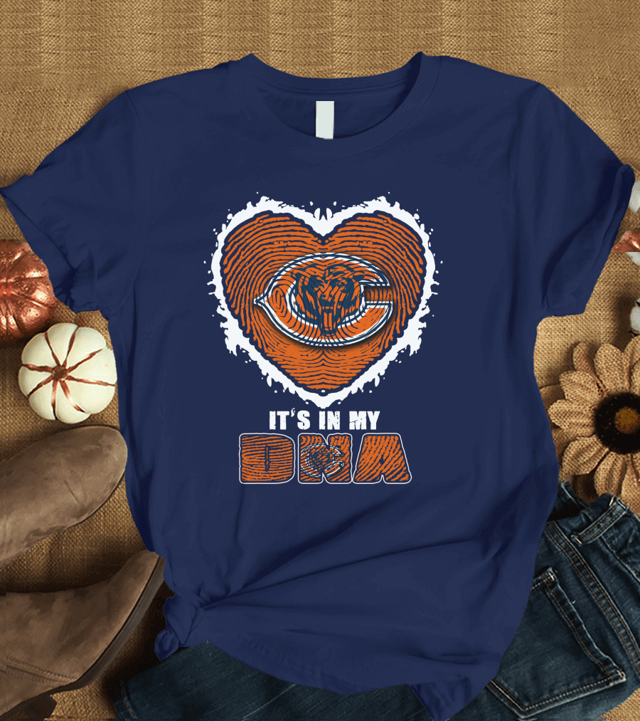 It's In My DNA Chicago Bears Heart Fingerprint T-Shirt