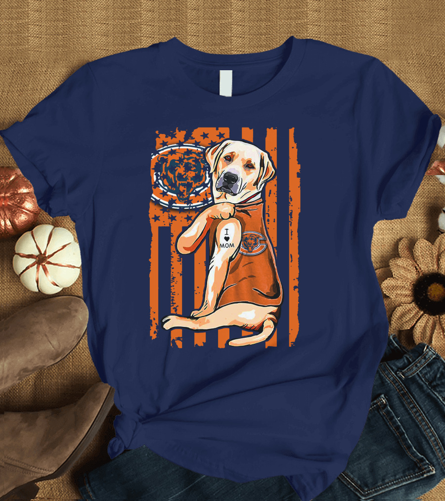 I LOVE MOM Labrador Retriever CHICAGO BEARS T-Shirt
