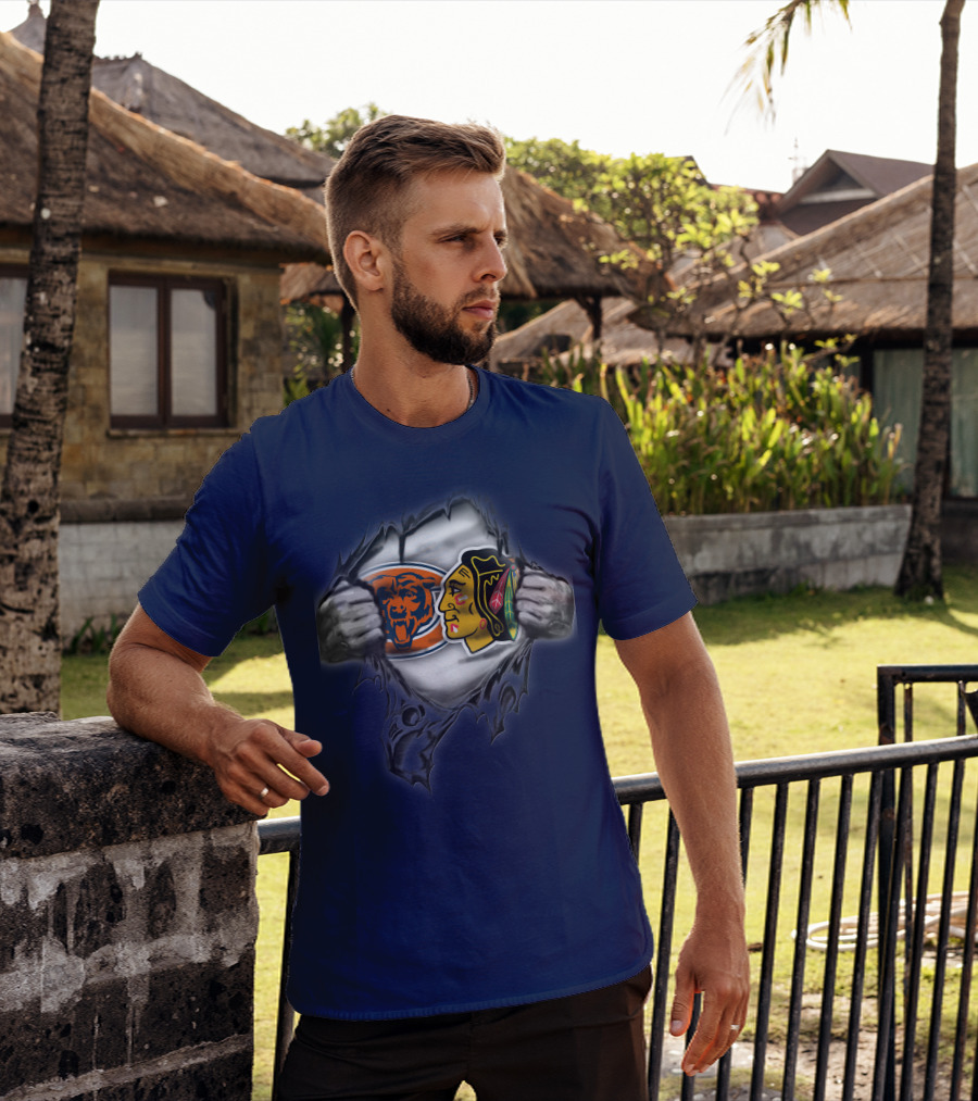 Chicago Bears Blackhawks Fan Mashup T-Shirt