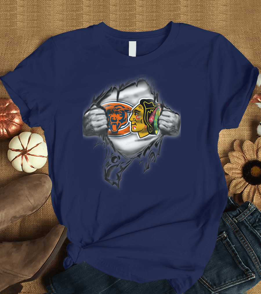 Chicago Bears Blackhawks Fan Mashup T-Shirt